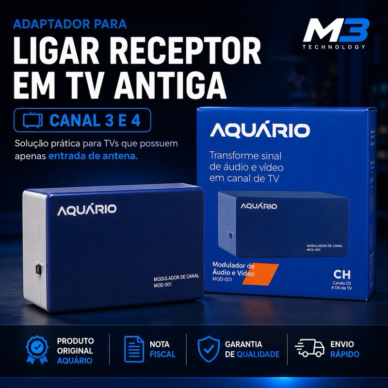 Adaptador Para Ligar Receptor Em TV Antiga Canal 3 E 4 Aquário