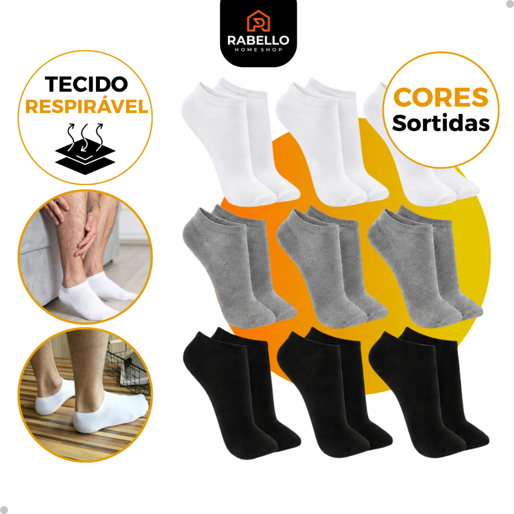 Meias Cano Médio Masculina Feminina Algodão Confortável Esportiva Academia Trabalho