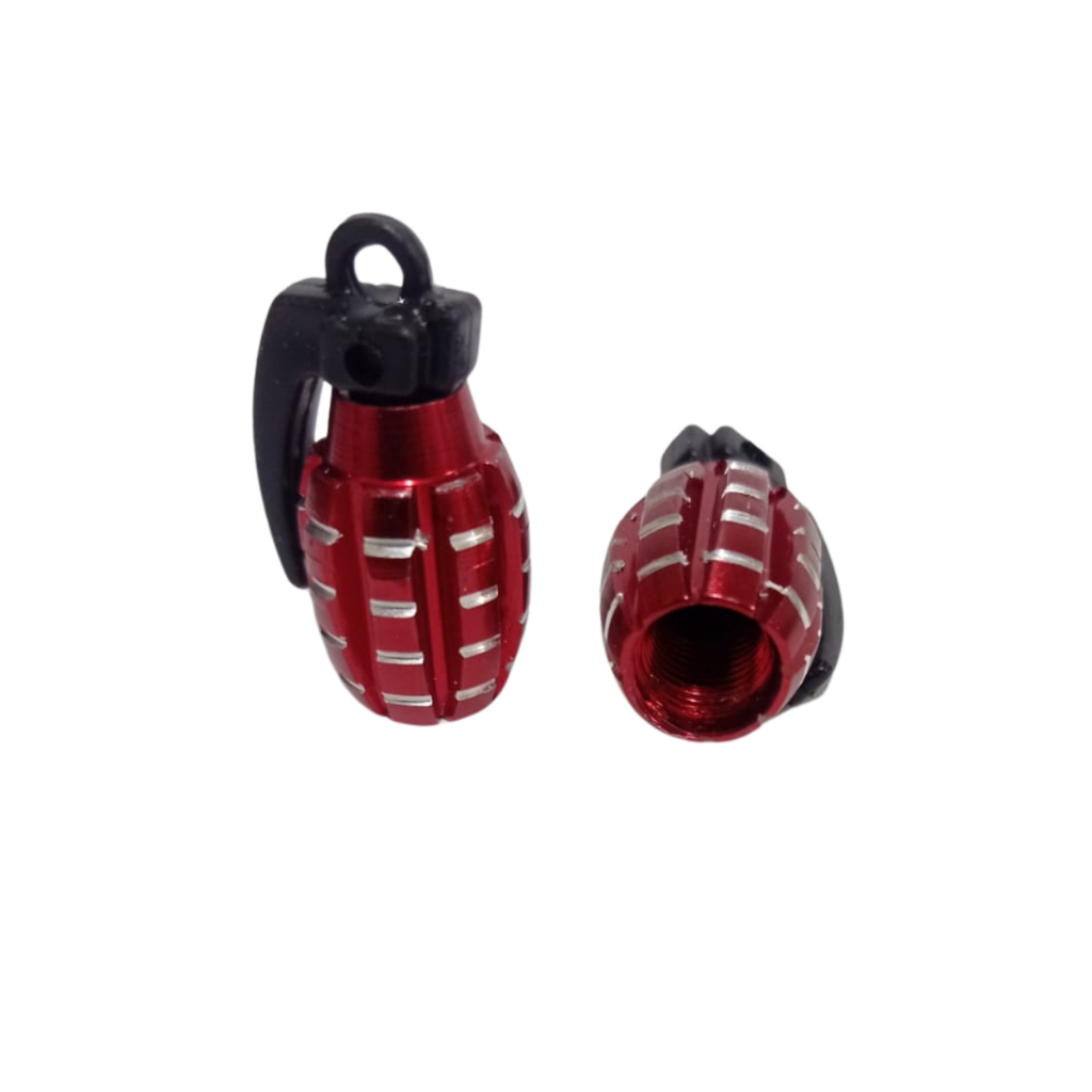 Bico de Válvula Par de cabeça de pitos/Tampa de Válvula Para Pneu de Carro /Moto e Bicicleta Modelo Granada VERMELHO