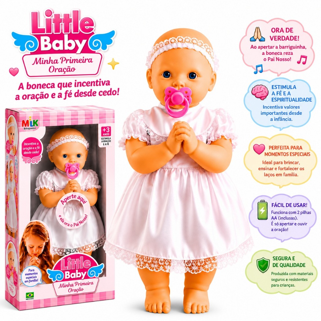 Boneca Little Baby Minha Primeira Oração- Reza O Pai Nosso- Envio Imediato -