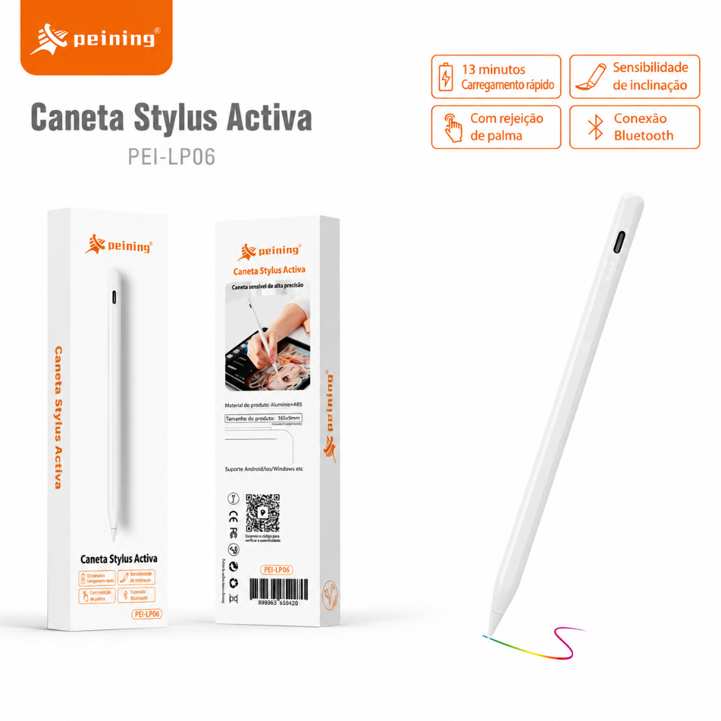Caneta para Tablet Universal Android iOS Windows iPad Rejeição de Palma Bateria Longa Duração TOUCH