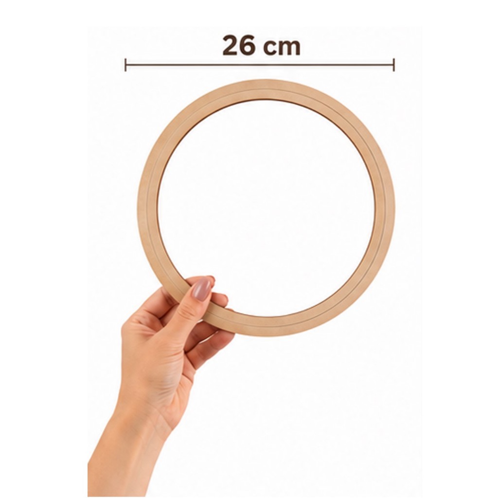 Bastidor de MDF 6mm Tamanho 26cm Moldura para Bordado Macrame Mandala - 1 peça Aro argola para arte DIY