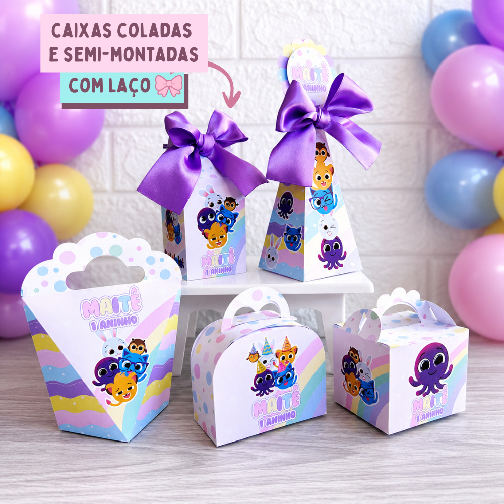 Kit Até 50 Caixas Bolofofos Menina Personalizada Lembrancinha de Festa Aniversário Kit Festa