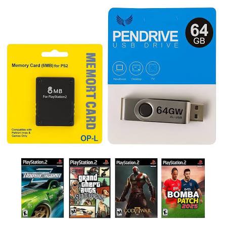PS2 OPL KIT60 JOGOS PENDRIVE 64GB +MEMORY CARD PRONTO PRA JOGAR LISTA NA IMAGEM