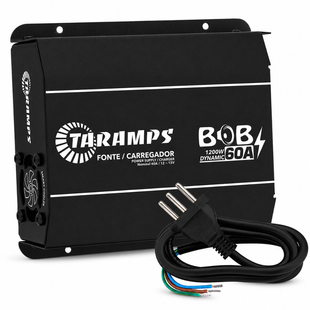 Fonte Taramps Bob 60a Bivolt Bateria Carregador Som Automotivo Caixa BOB Trio Paredão