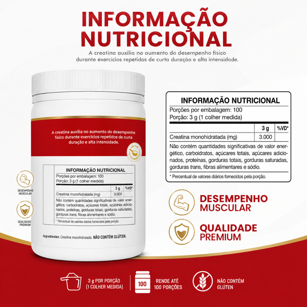 Creatina Monohidratada - Creatine 300g Vitafor — imagem 2 de 2