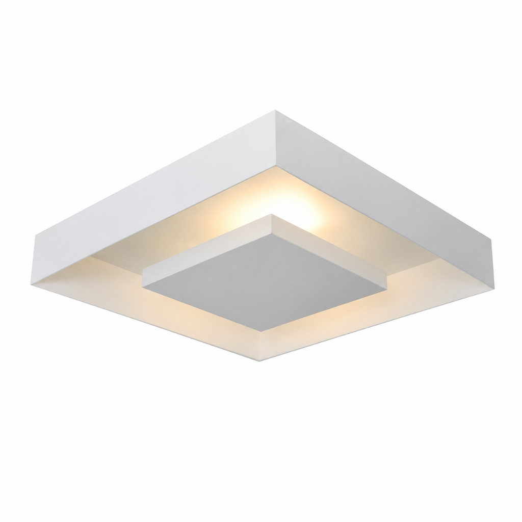 PLAFON LUMINÁRIA EMBUTIR REBATEDOR  LUZ INDIRETA E27 45X45 CM 4 LÂMPADAS BULBO SOQUETE BRANCO CASA