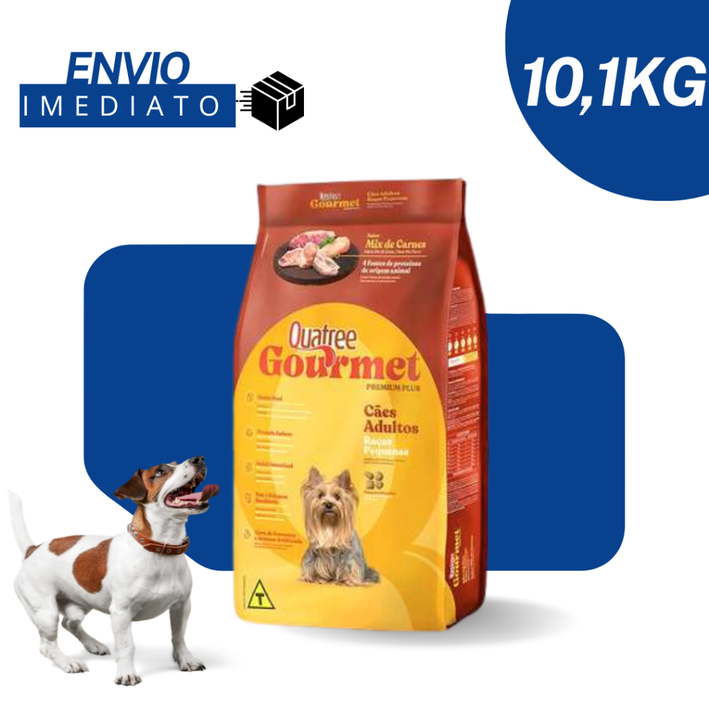 Ração Quatree Gourmet Adulto Raças Pequenas 10,1 kg Mix Carnes Saborosa - Envio rápido