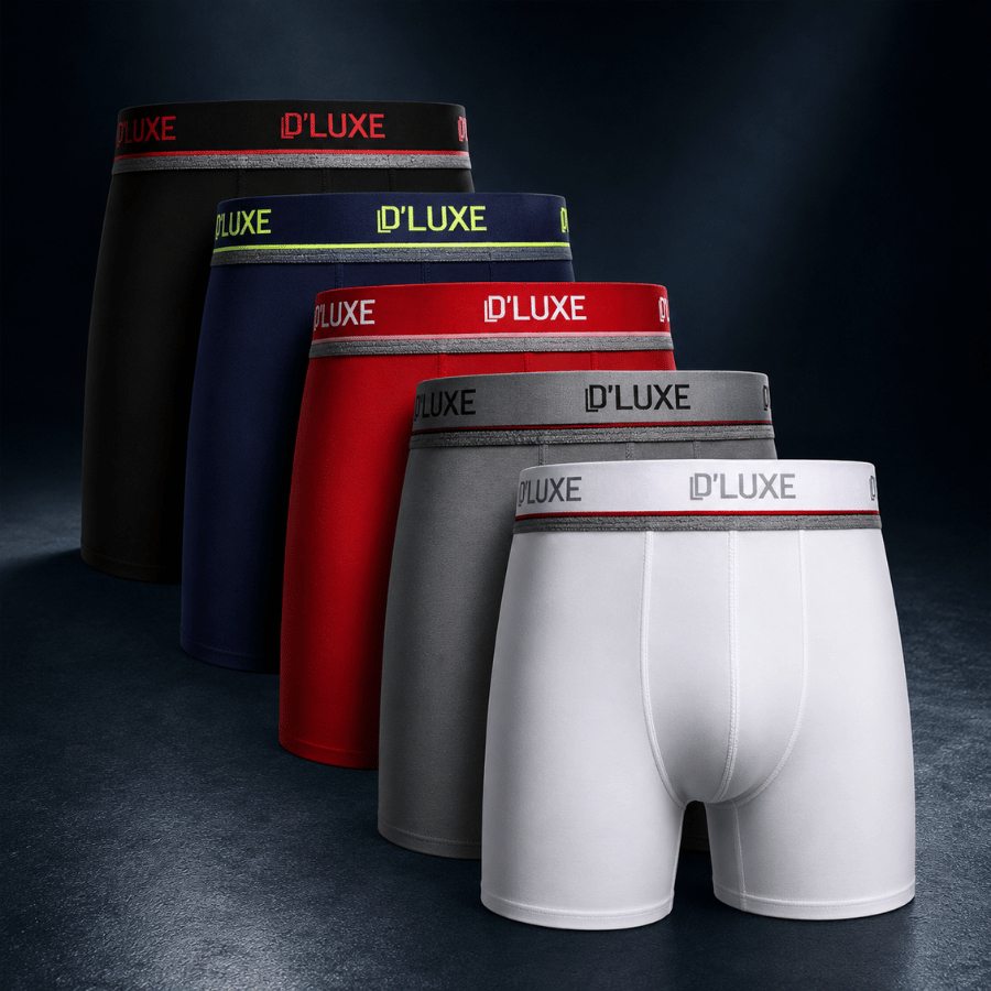 Kit 5 Cueca Boxer D'LUXE Forro de Algodão Antiatrito Confortável Premium