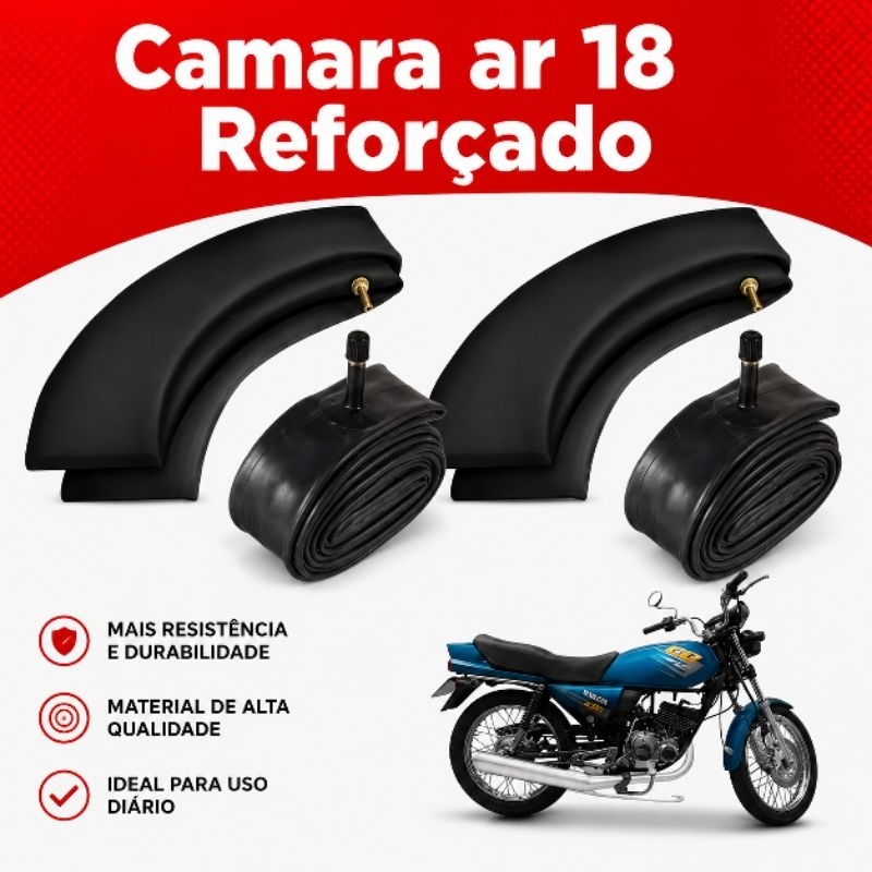 Kit Camara ar 18 Moto Honda Titan Fan Start 125 150 160 Yamaha YBR Borracha Reforçado