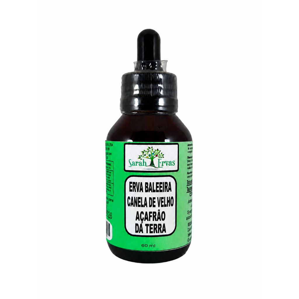 EXTRATO COMPOSTO TIRA DOR ERVA BALEEIRA + CANELA DE VELHO +AÇAFRÃO DA TERRA 60 ML SARAH ERVAS