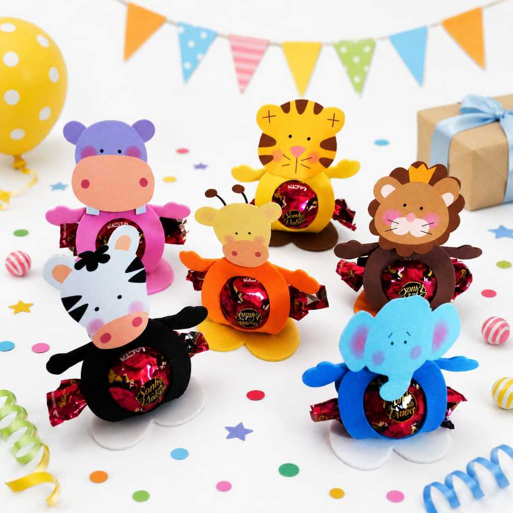 Lembrancinhas Porta Bombom Safári Personalizados em EVA para Aniversario Infantil e Festas 11 cm