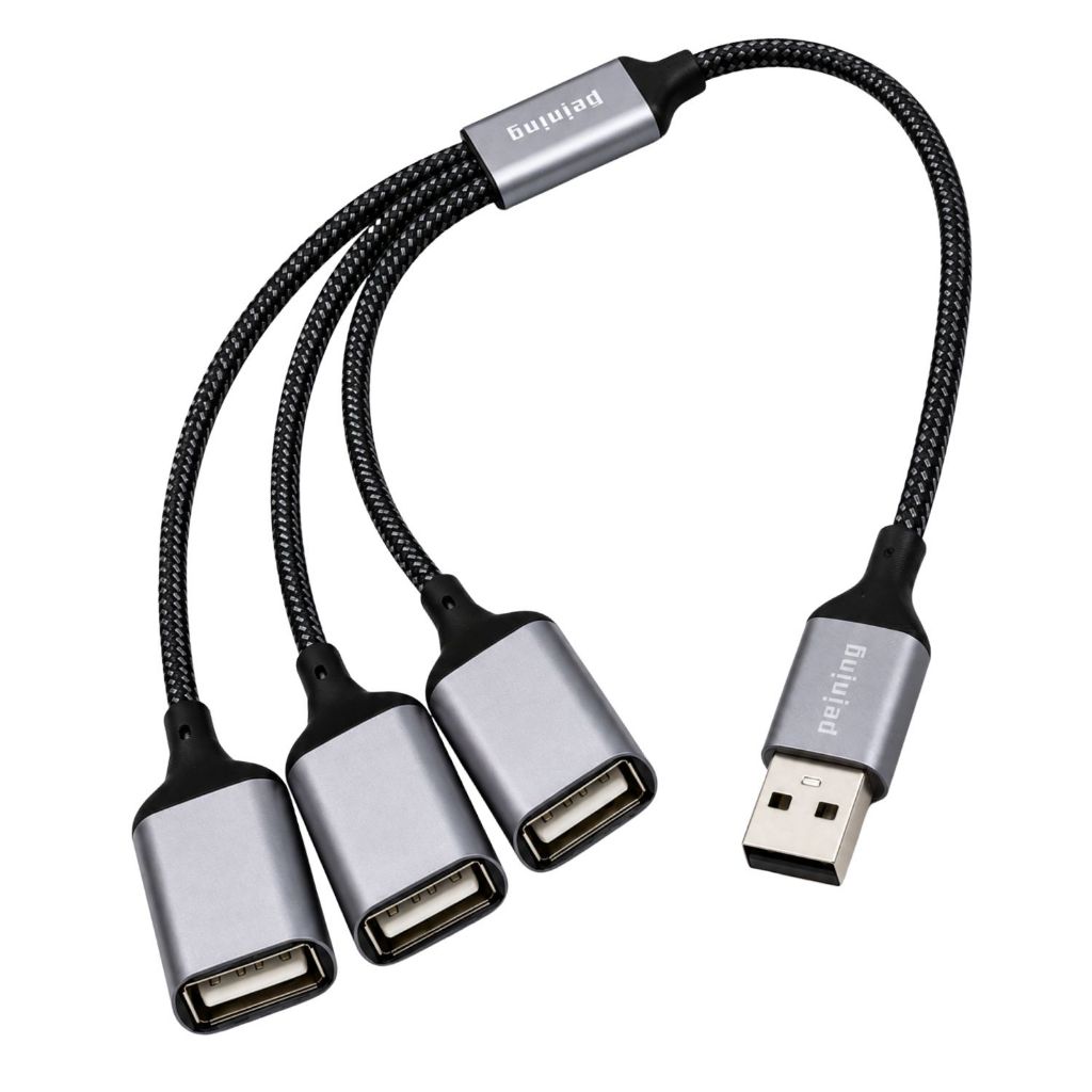 Adaptador Hub Usb-A Com 3 Saídas USB Fêmea Cabo Trançado 35cm 480mbps 3.1A