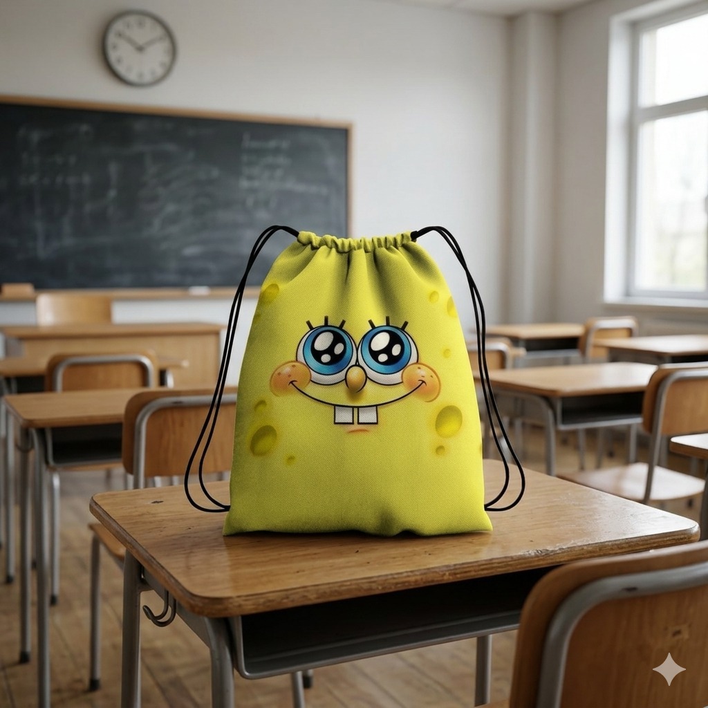 Mochila Saco Infantil Paseeio E Dia A Dia Bolsa Bob Esponja