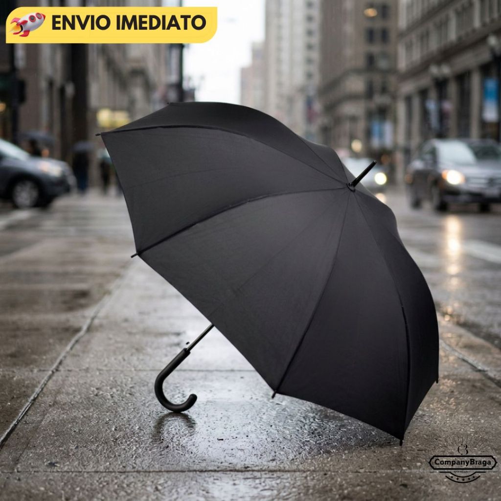 Guarda chuva Grande Grande Reforçado Sombrinha preto cor sólida unissex