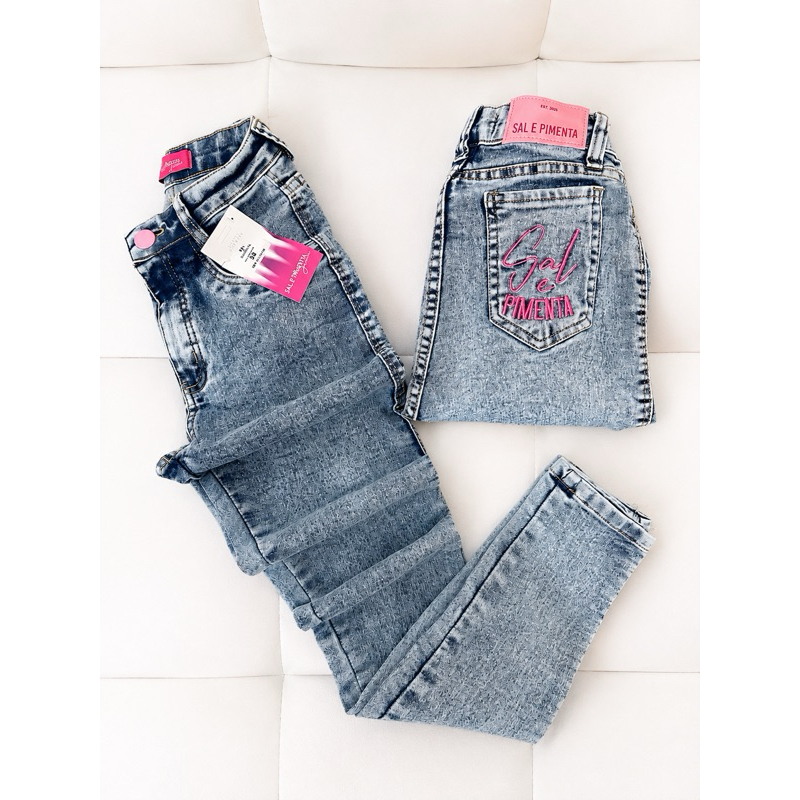 Calça jeans Feminina Clara 34 ao 44 - Sal e pimenta