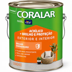 Tinta Acrílica Coral Semi Brilho Lavável Anti Mofo Paredes e Tetos 3,6 Litros Branca e Colorida