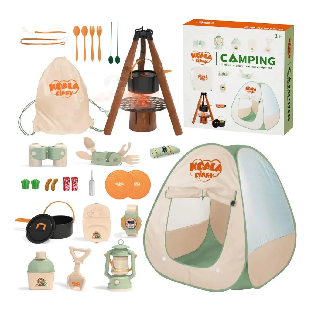 Kit Acampamento Infantil Explorador Com Barraca Lampião Fogareiro