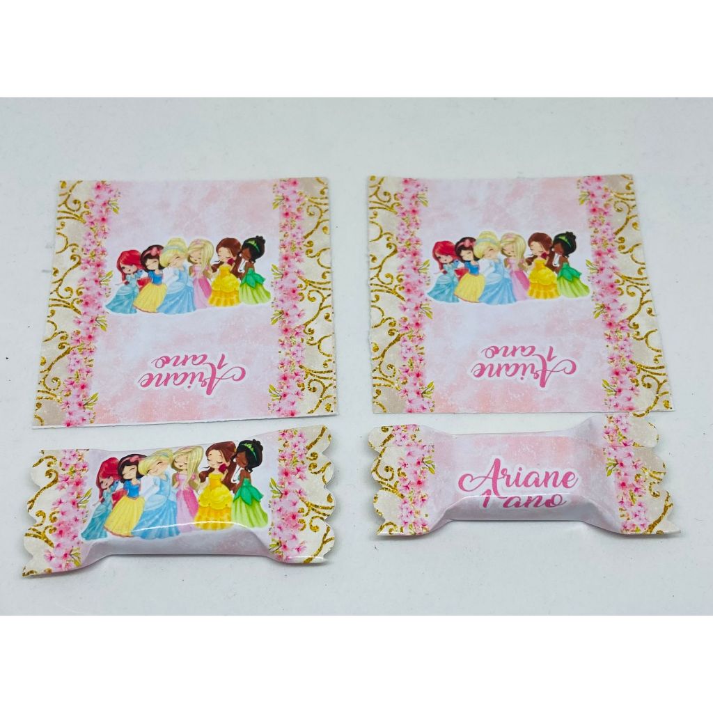 50 balas personalizadas para festa infantil Lembrancinhas - Princesas baby  (Personalizamos com o nome e a idade