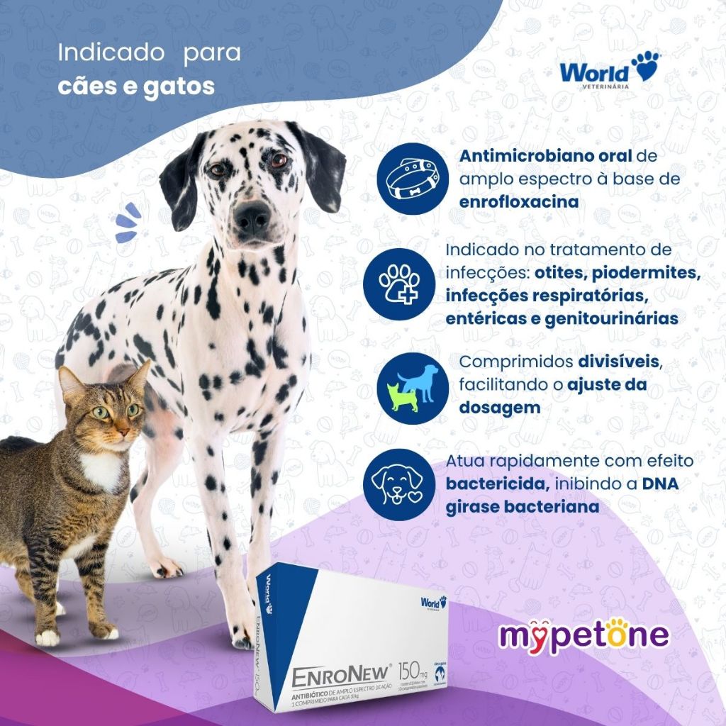 EnroNew 150mg World Cães e Gatos de até 30kg 10 Comprimido · foto 2