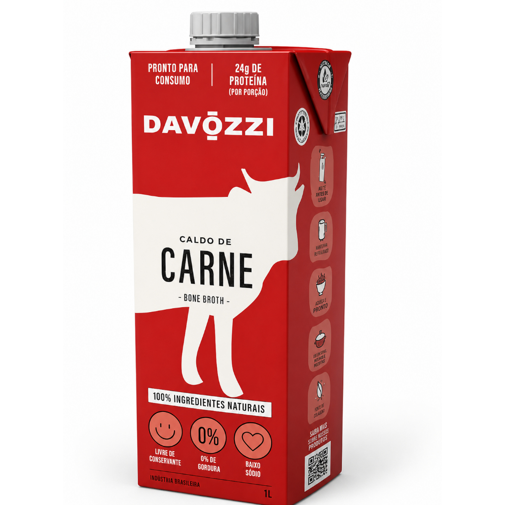 Caldo De Carne 1 Litro 0% Gordura 100% Natural - Davozzi