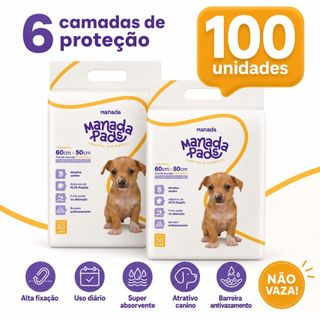 Kit 02 Tapete Higiênico Para Cães Manada Pads Neutro 50X60cm