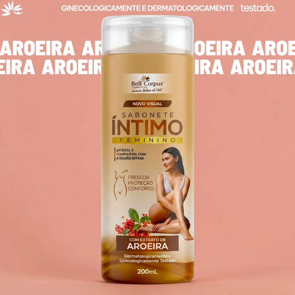Sabonete Líquido Feminino Íntimo 200ml Aroeira Cheirinho Agradável para Região Íntima Bellcorpus