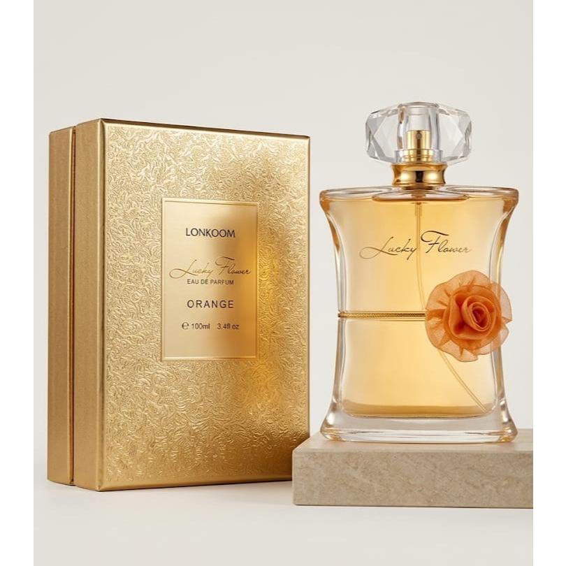 Perfume Feminino Lucky Flower Orange Lonkoom 100ml EDP Caixa De Luxo Presente