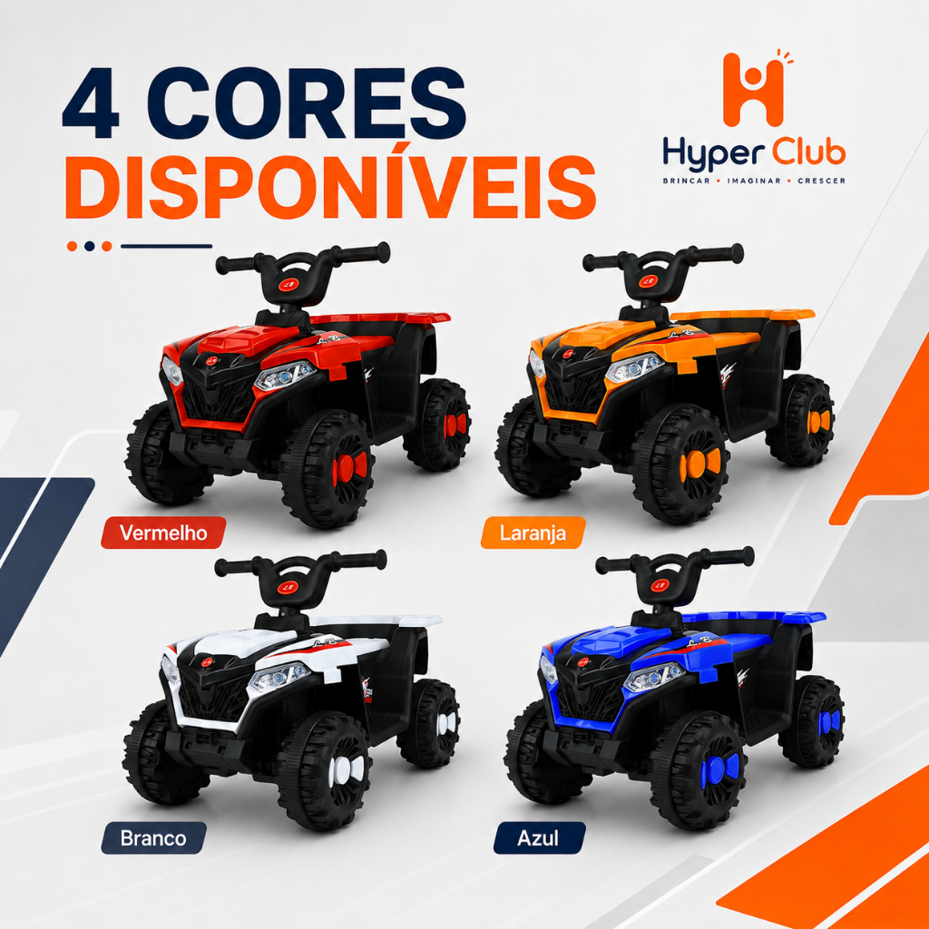 Quadriciclo Elétrico Infantil ATV 6V com Farol LED, Som de Motor e Música Bateria Recarre…