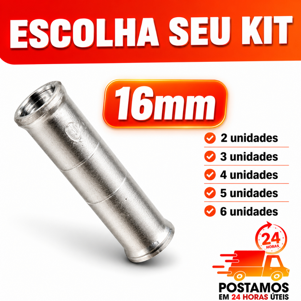 Luva de Emenda Tubular de Compressão para cabo 16mm (2 á 6 unidades)