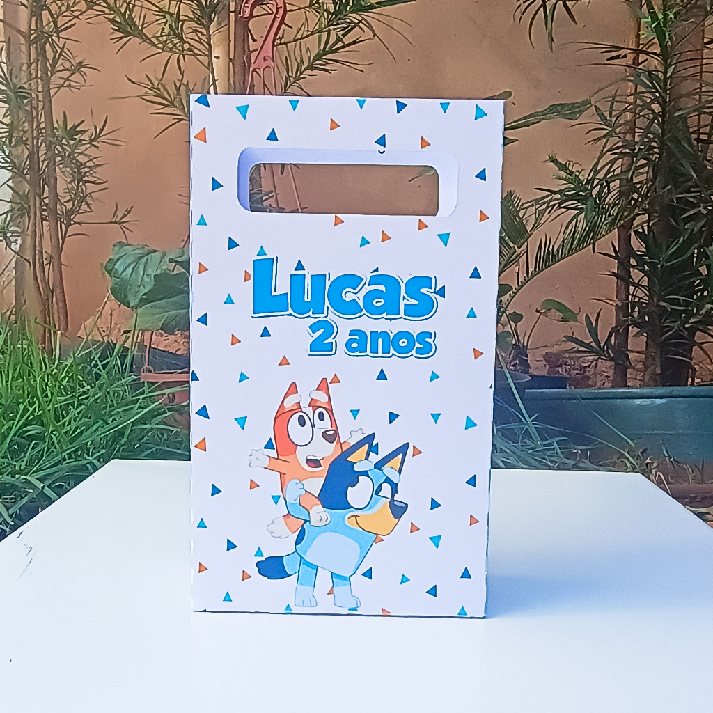 PEGUE E MONTE - Sacolinhas Personalizadas Bluey e Bingo - Decoração Festa Infantil Bluey e Bingo - Lembrancinhas Bluey