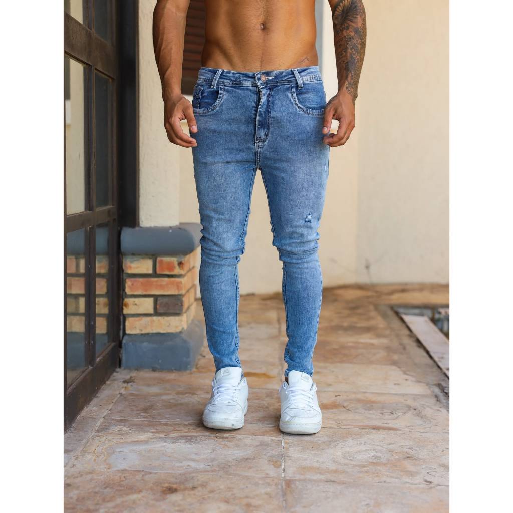 CALÇA MASCULINA JUVENIL JEANS ESTILOSA COM LYCRA