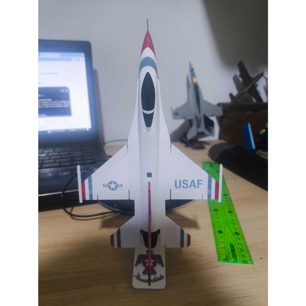 Miniatura Caça F-16 Thunderbirds  + 2 Suportes Maquete Colecionador