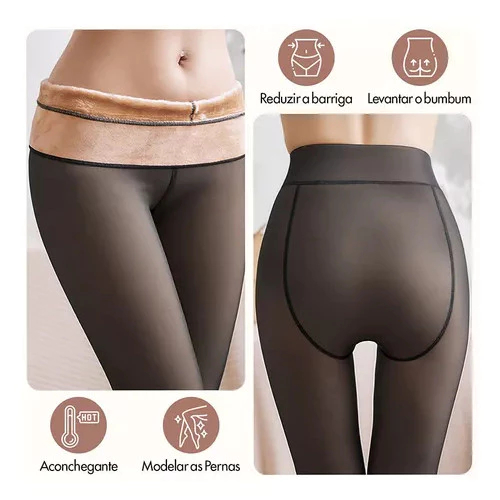 1/2/3/4 Pcs Meia-Calça Térmica Forrada Peluciada Translúcida De Lã Quente Feminina Para Inverno