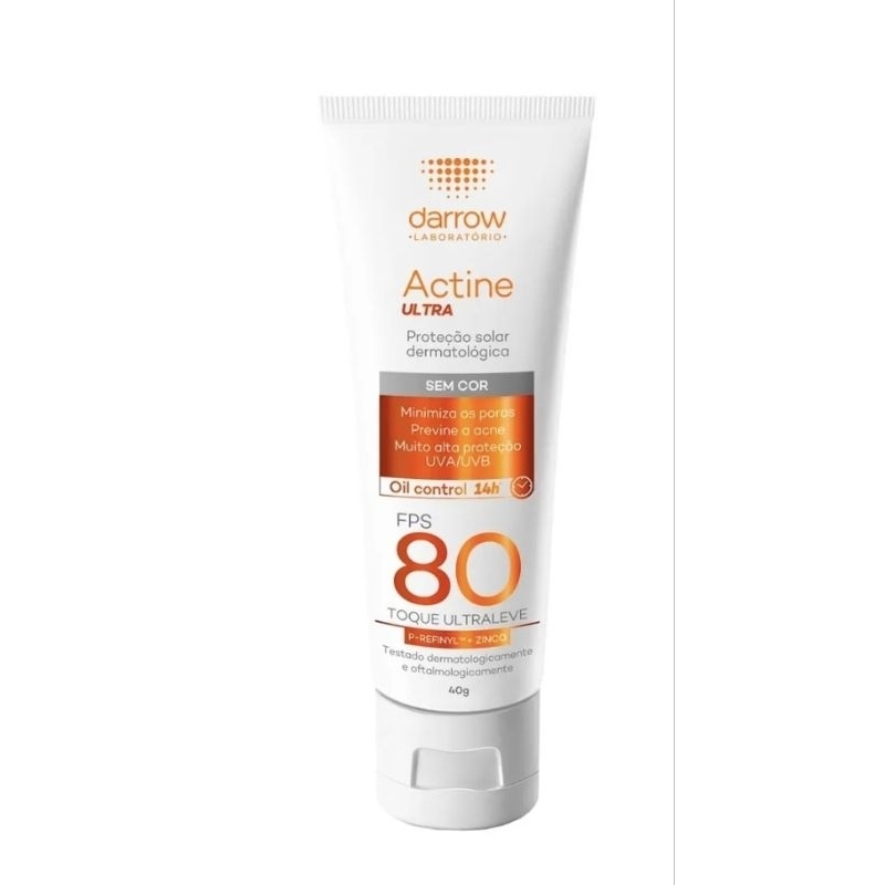 Protetor Solar Facial Darrow Actine FPS 80 Ultra Oil Control 40g VALIDADE:11/2026