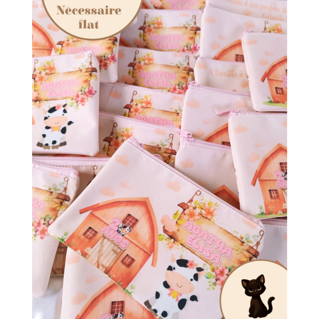 Kit Necessaire flat / bolsinha Personalizada lembrancinha /Festa 15 anos / Brinde empresa / Aniversário