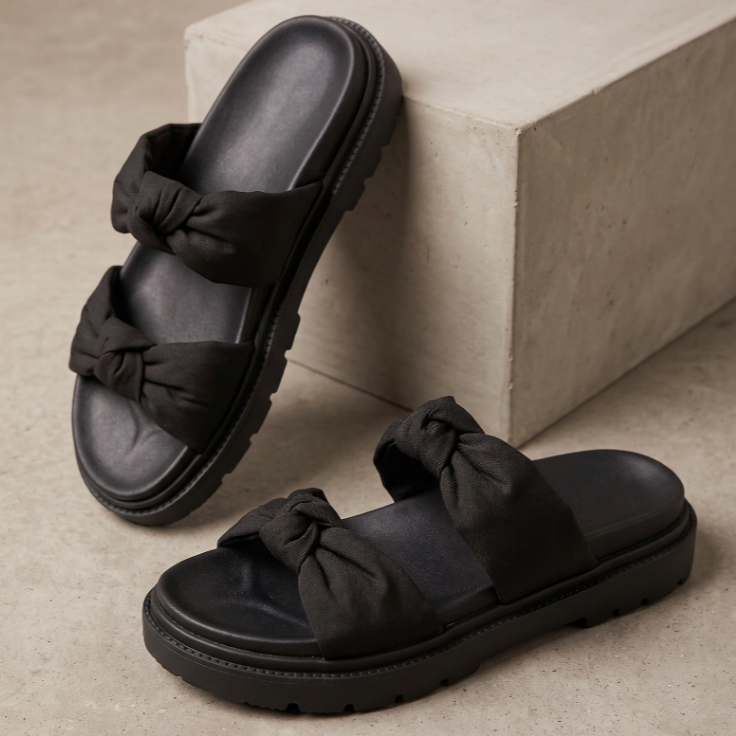 Sandália Feminina Plataforma Acolchoada com Laço Duas Tiras Confortável FAVOR LER A DESCRIÇÃO DO PRODUTO FLASHMEGASHOES