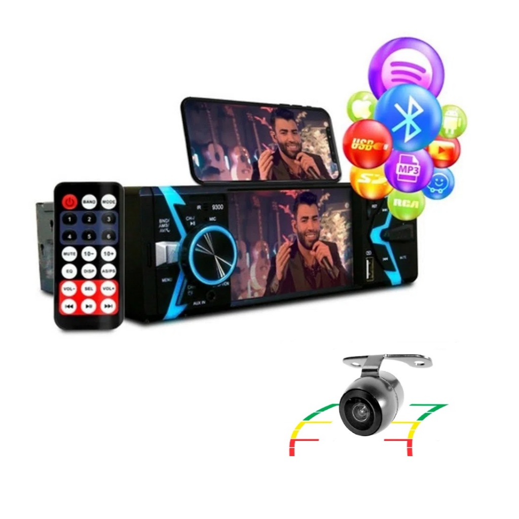 Rádio Automotivo Central Bluetooth Mp5 Mp4 4.1 Polegadas Espelhamento Usb Aux Sd + Câmera Ré