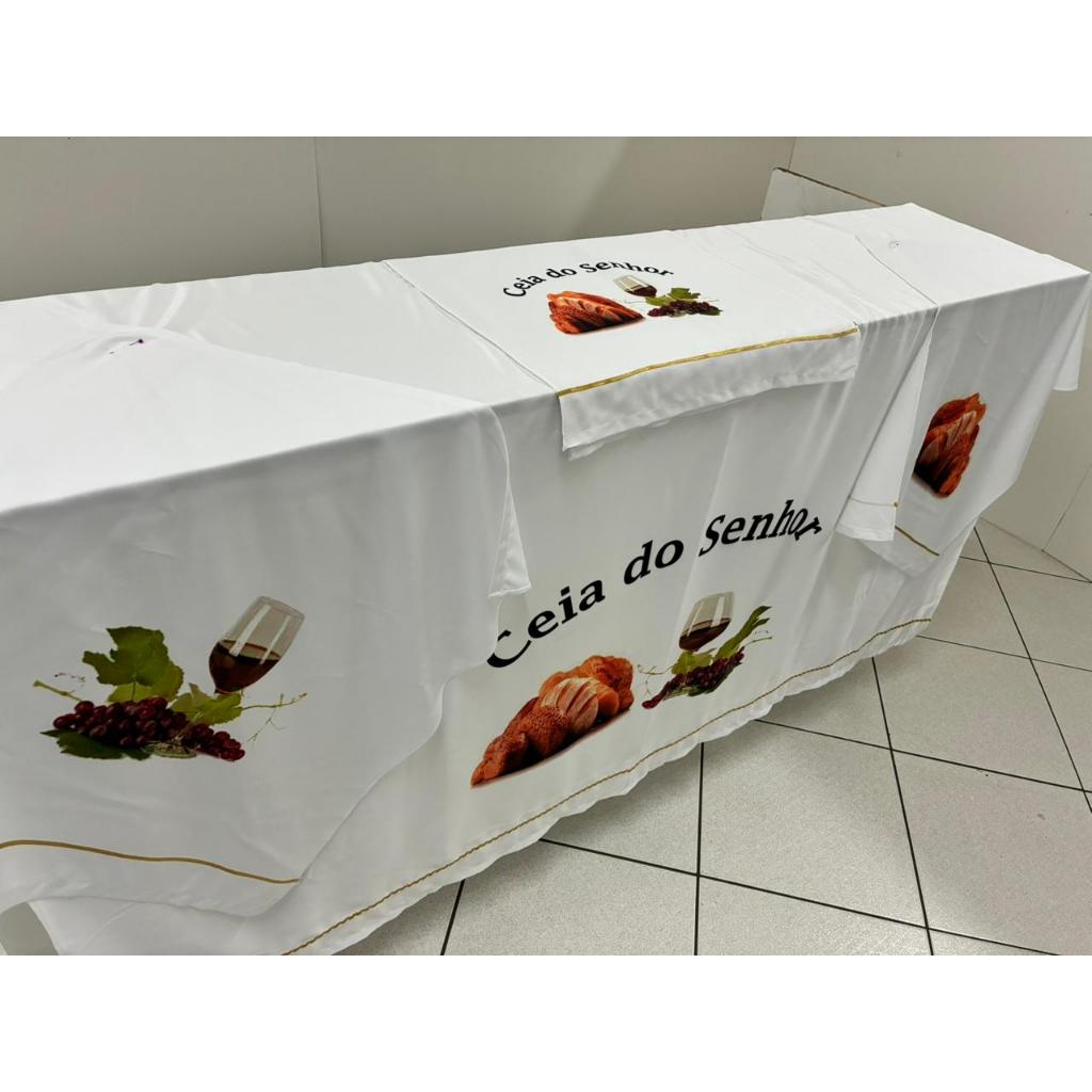 Kit com 4 Toalhas de Ceia: 1 toalha grande , 2 pequenas e 1 para o púlpito