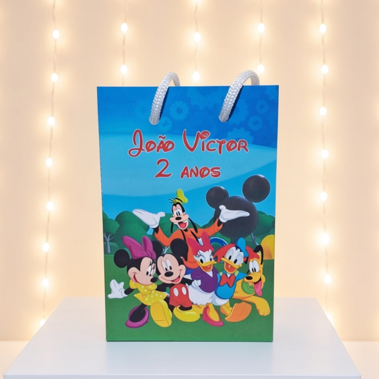 Sacolinha Mickey e seus amigos Personalizada Lembrancinha Festa Aniversario