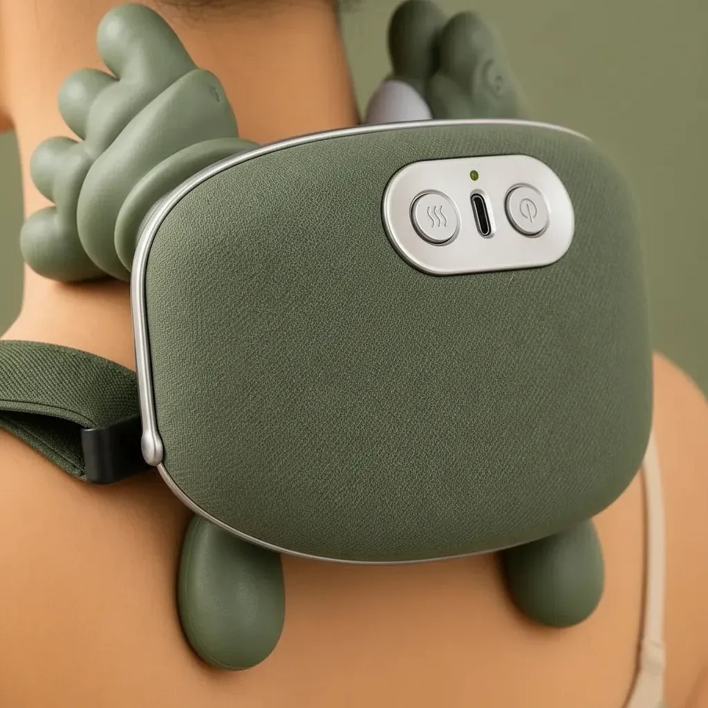 Massageador Cervical Elétrico Pescoço e Ombros Amassamento Aquecimento 2 Níveis Portátil Mãos Livres