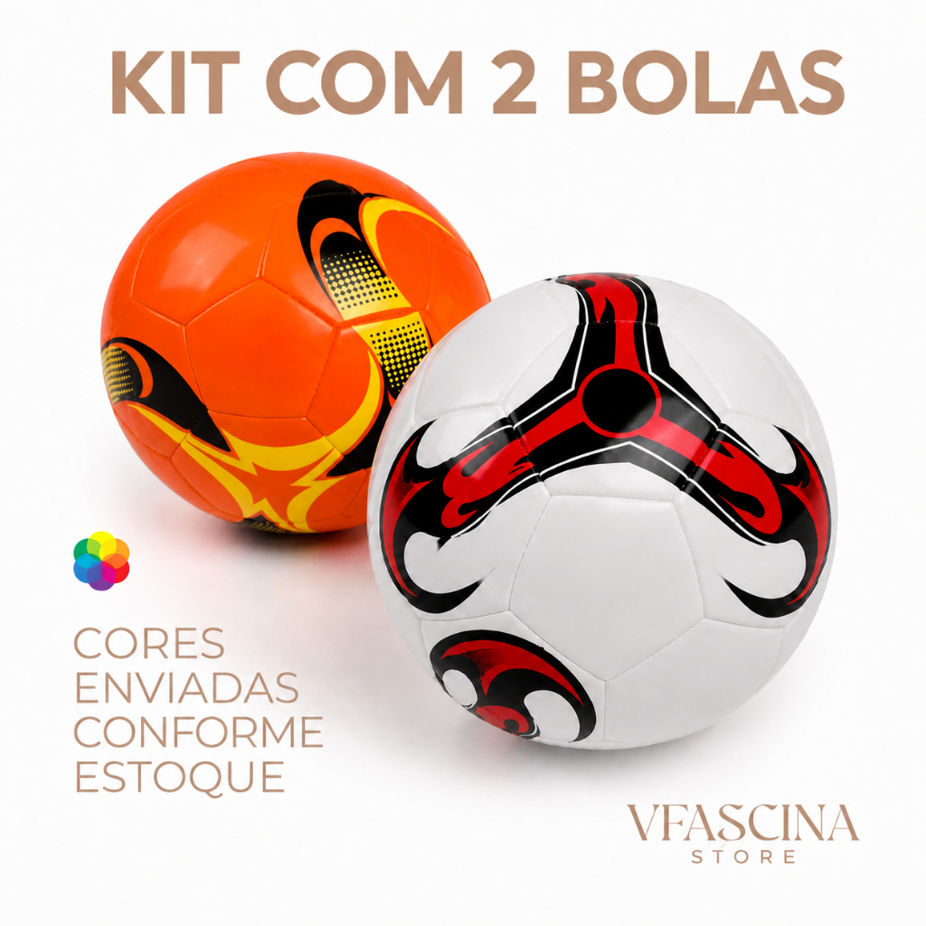 Bola Futebol Nº5 Costurada Kit 2 Unidades Campo Quadra Areia Rua