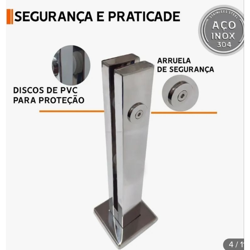TORRE DE COLUNA GUARDA CORPO  AÇO INOX 304   30CM