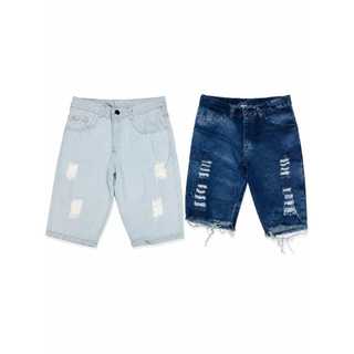 Kit 2 Bermuda Jeans Masculina Rasgada Tecido de Alta Qualidade Envio Imediato