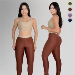 Roupa de Academia Feminina Conjunto Fitness Top e Calça Legging Suplex Bicolor Cintura Alta Treino