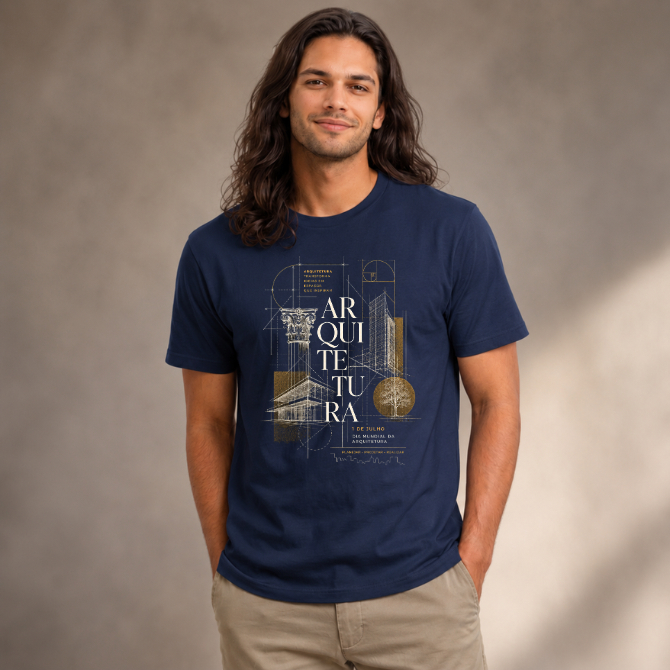 Camiseta Arquiteto Dia Da Arquitetura Urbanismo 100% Algodão Unissex Azul Marinho Branco Adulto Entrega Rápida