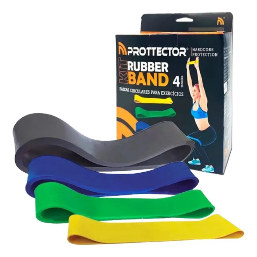 Kit 4 Elásticos Mini Rubber Band Prottector Tensão Muscular