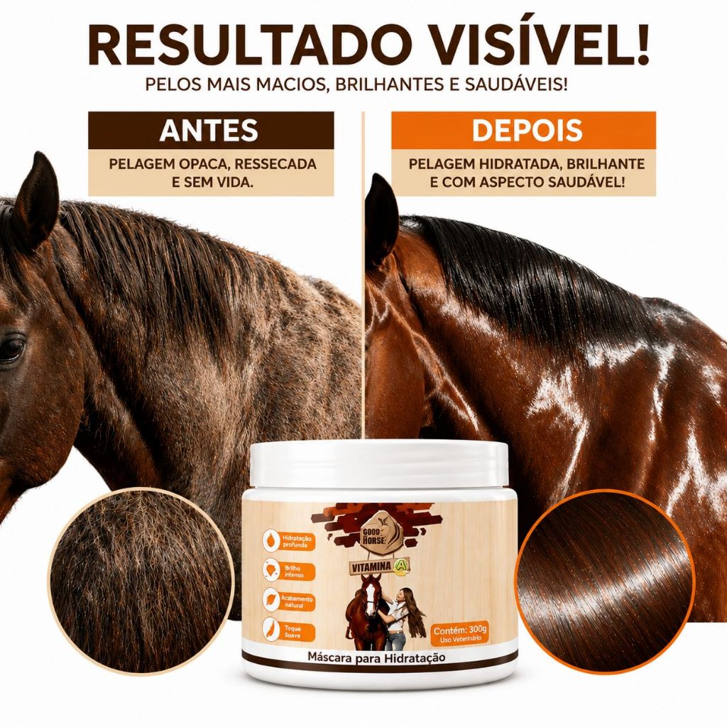 Máscara Good Horse Vitamina A 300g Hidratação Profunda Brilho Maciez Para Cavalos Original