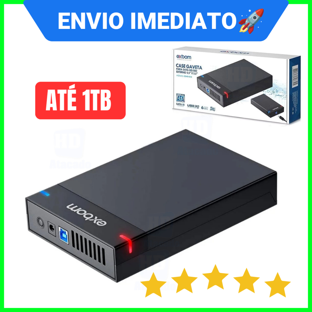 HD Externo 500GB até 1TB 3.5" Xbox - PS5 - PC Armazenamento Rápido USB 3.0 Desktop Gaveta