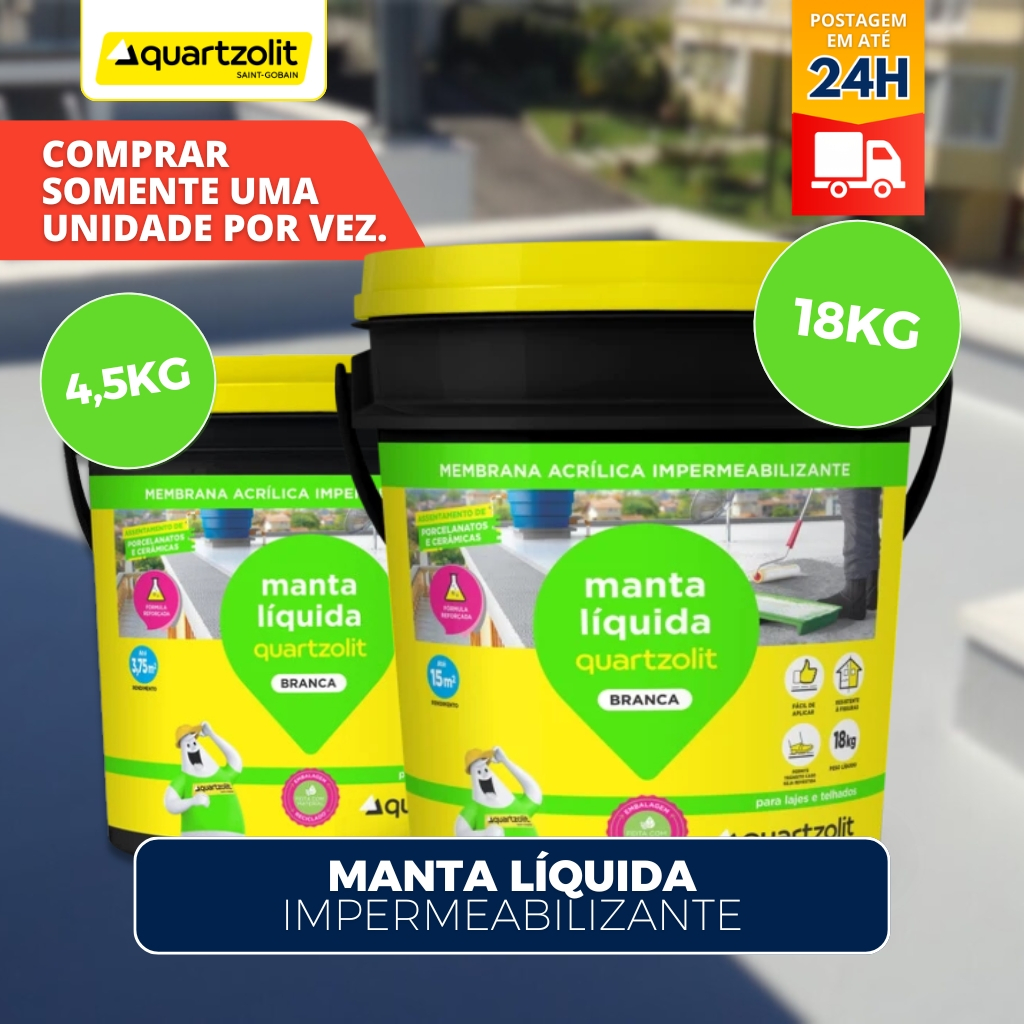 Super Borracha Líquida Quartzolit 18kg - Impermeabilizante Elástico Protege 18kg